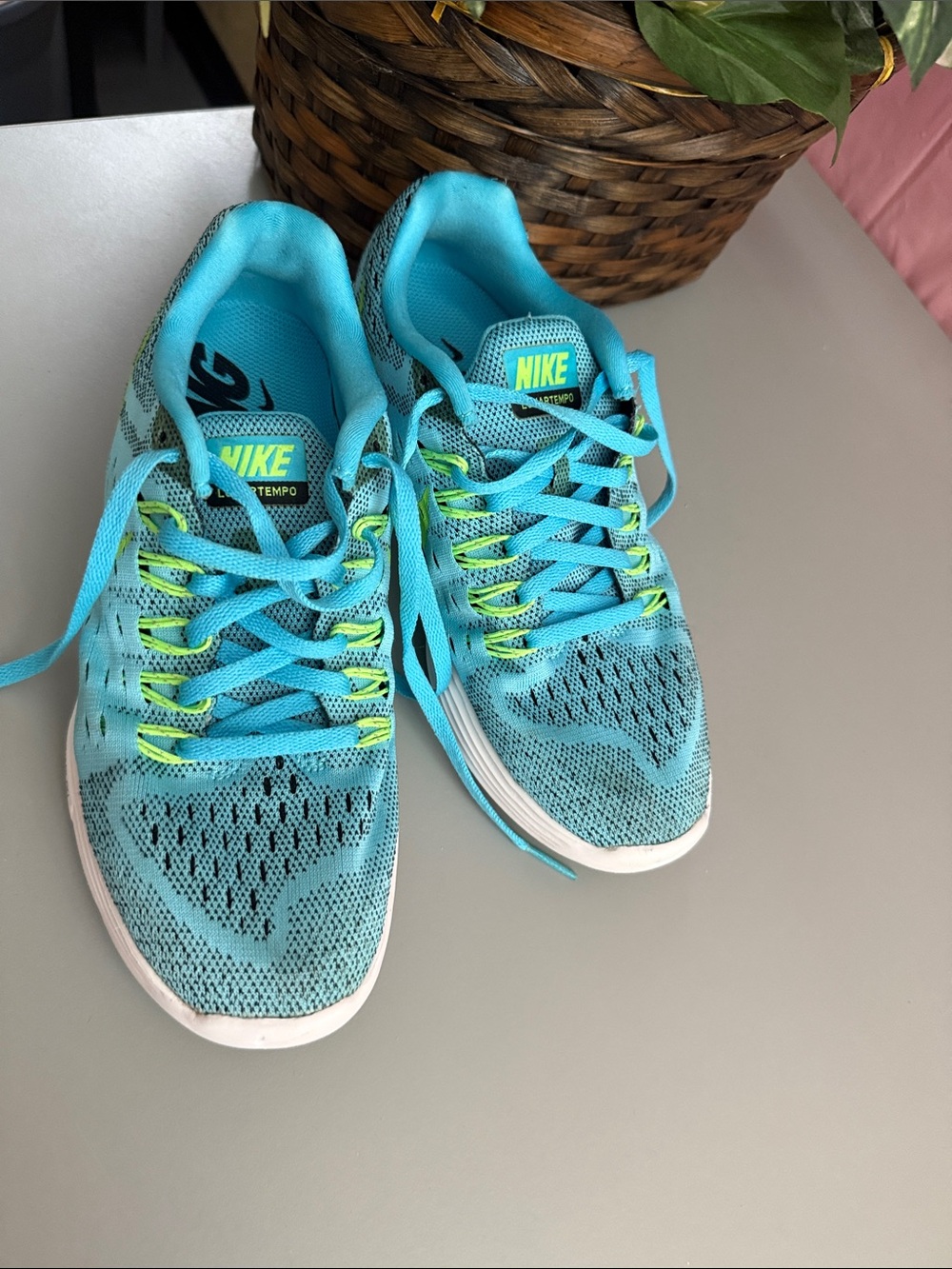 Nike Women's Athletic Running Shoes - Teal with Neon Accents